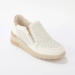 Leren sneakers met sleehak en rits