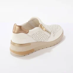 Leren sneakers met sleehak en rits