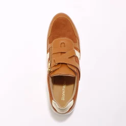 Leren sneakers met sleehak, rits- en scratchsluiting
