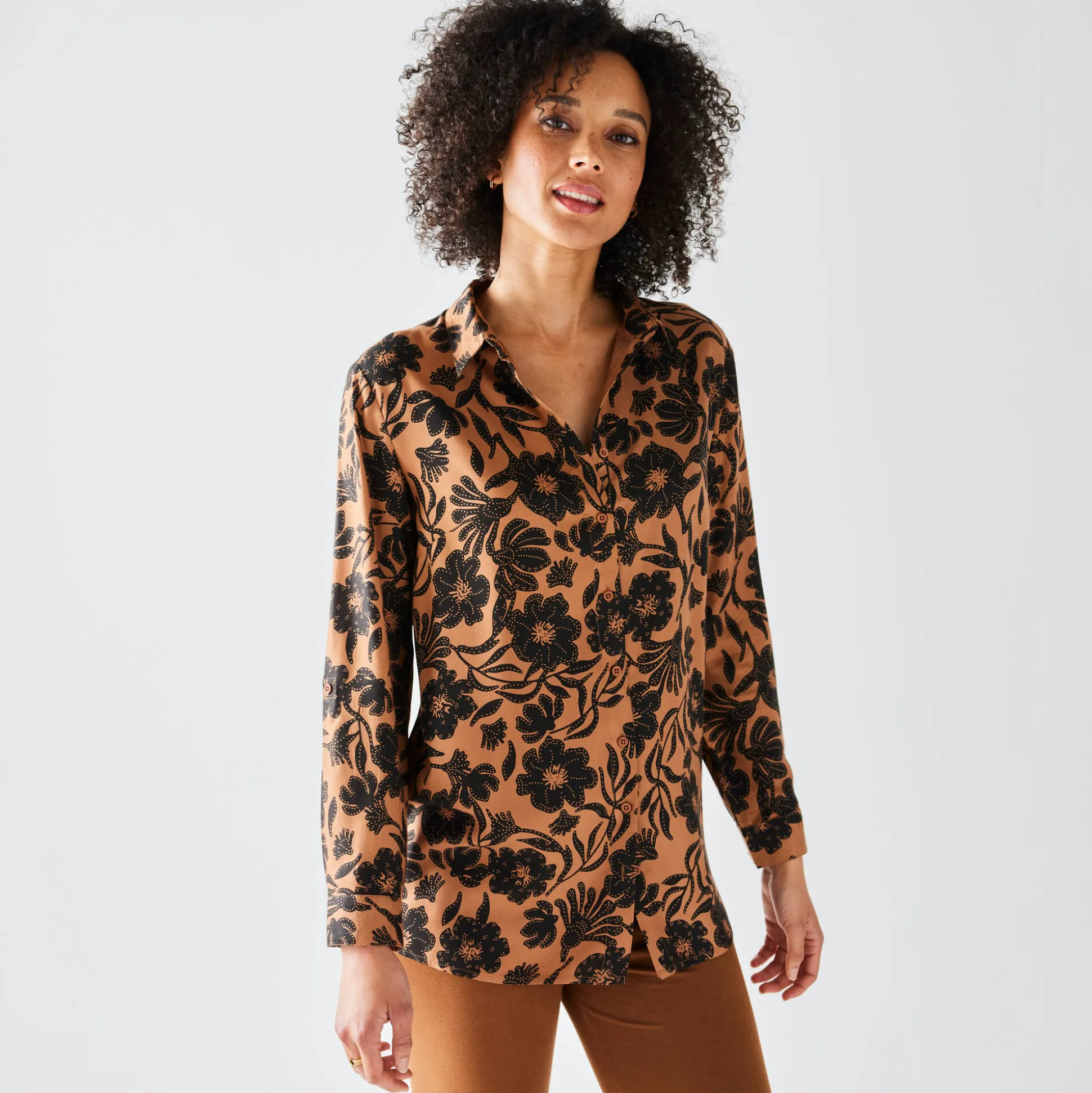 Likethemd met tweekleurige print, crêpe