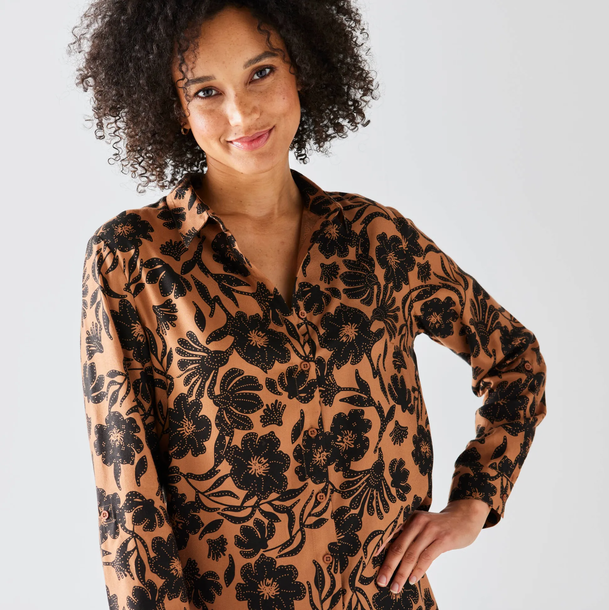 Likethemd met tweekleurige print, crêpe