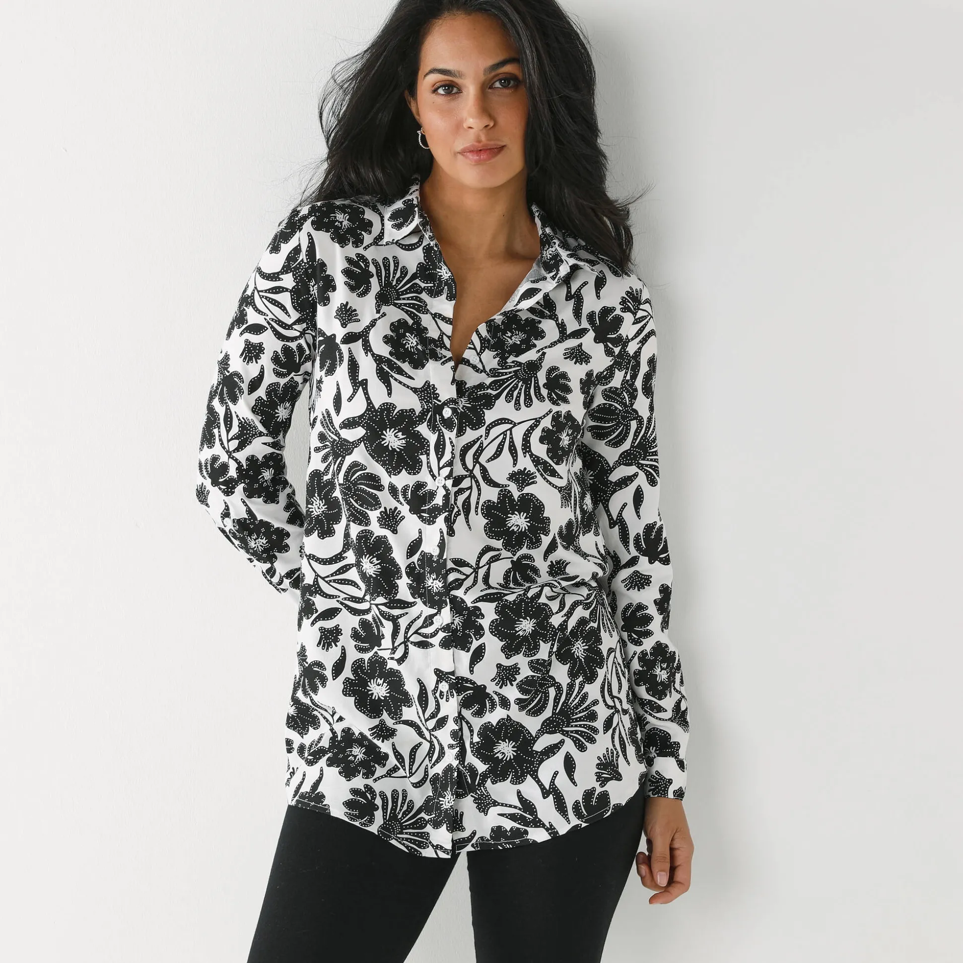 Likethemd met tweekleurige print, crêpe