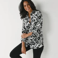 Likethemd met tweekleurige print, crêpe