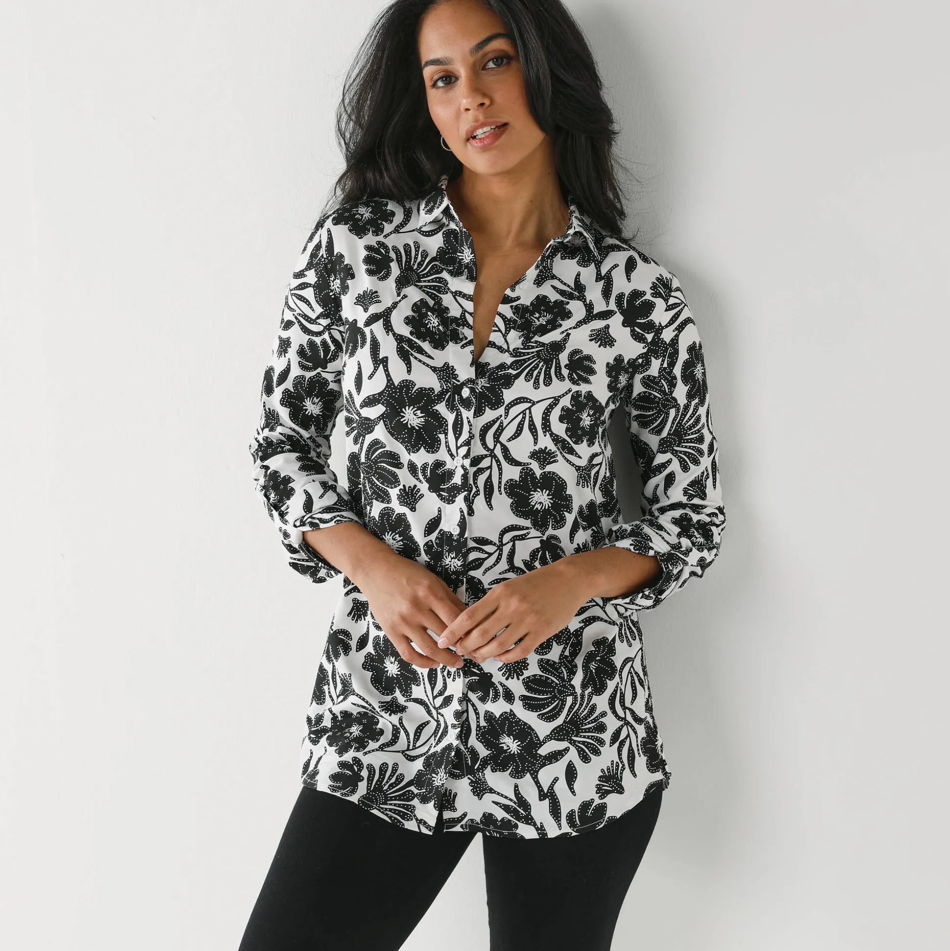 Likethemd met tweekleurige print, crêpe