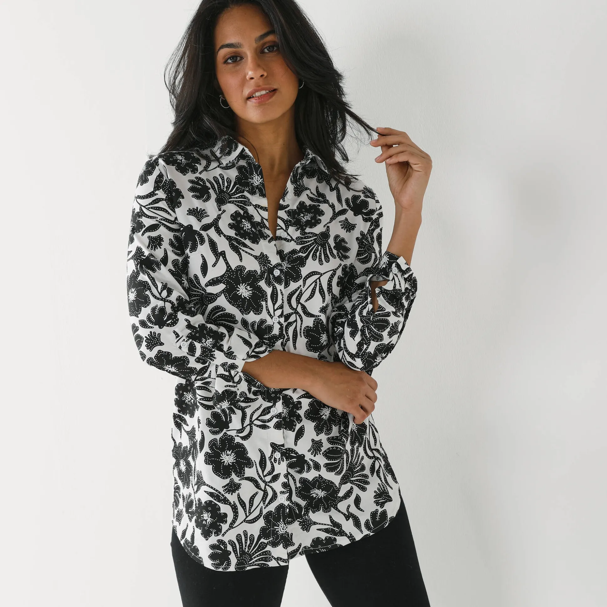 Likethemd met tweekleurige print, crêpe