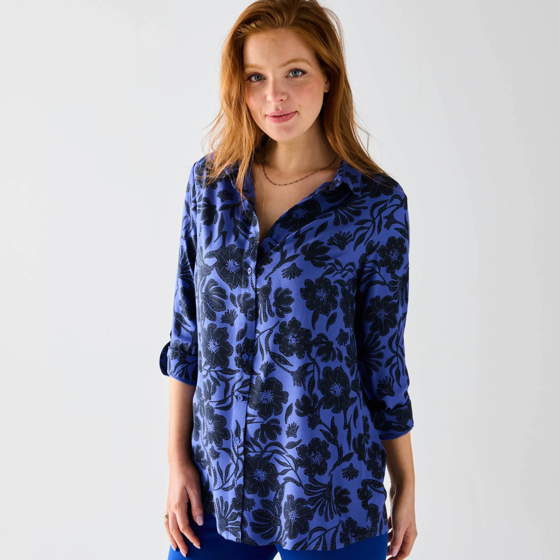 Likethemd met tweekleurige print, crêpe