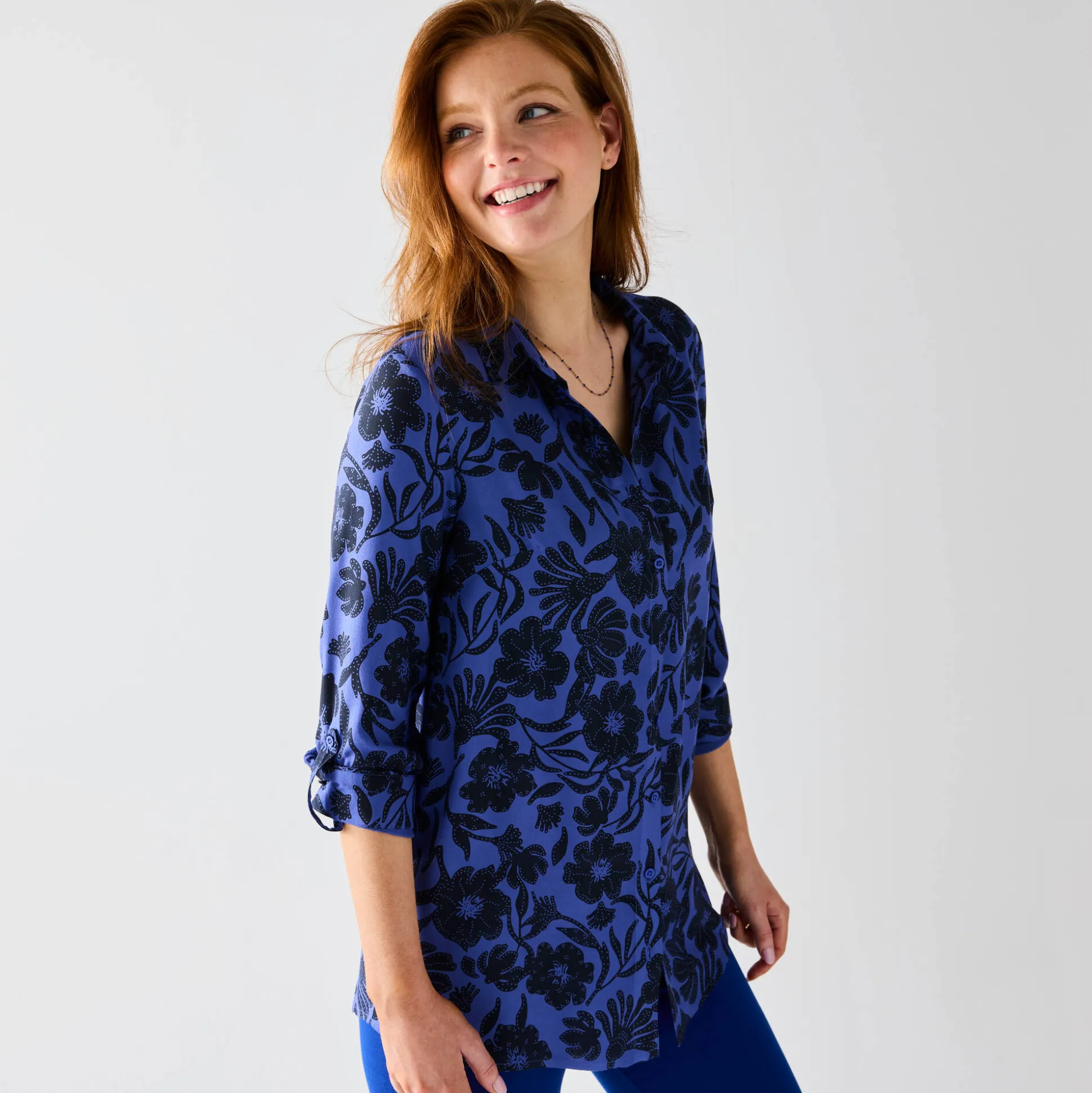 Likethemd met tweekleurige print, crêpe