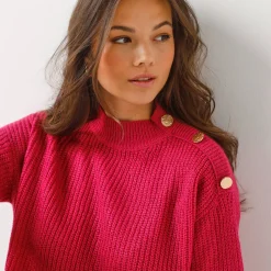 Loose trui, lange en ruime mouwen, patenttricot