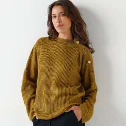 Loose trui, lange en ruime mouwen, patenttricot