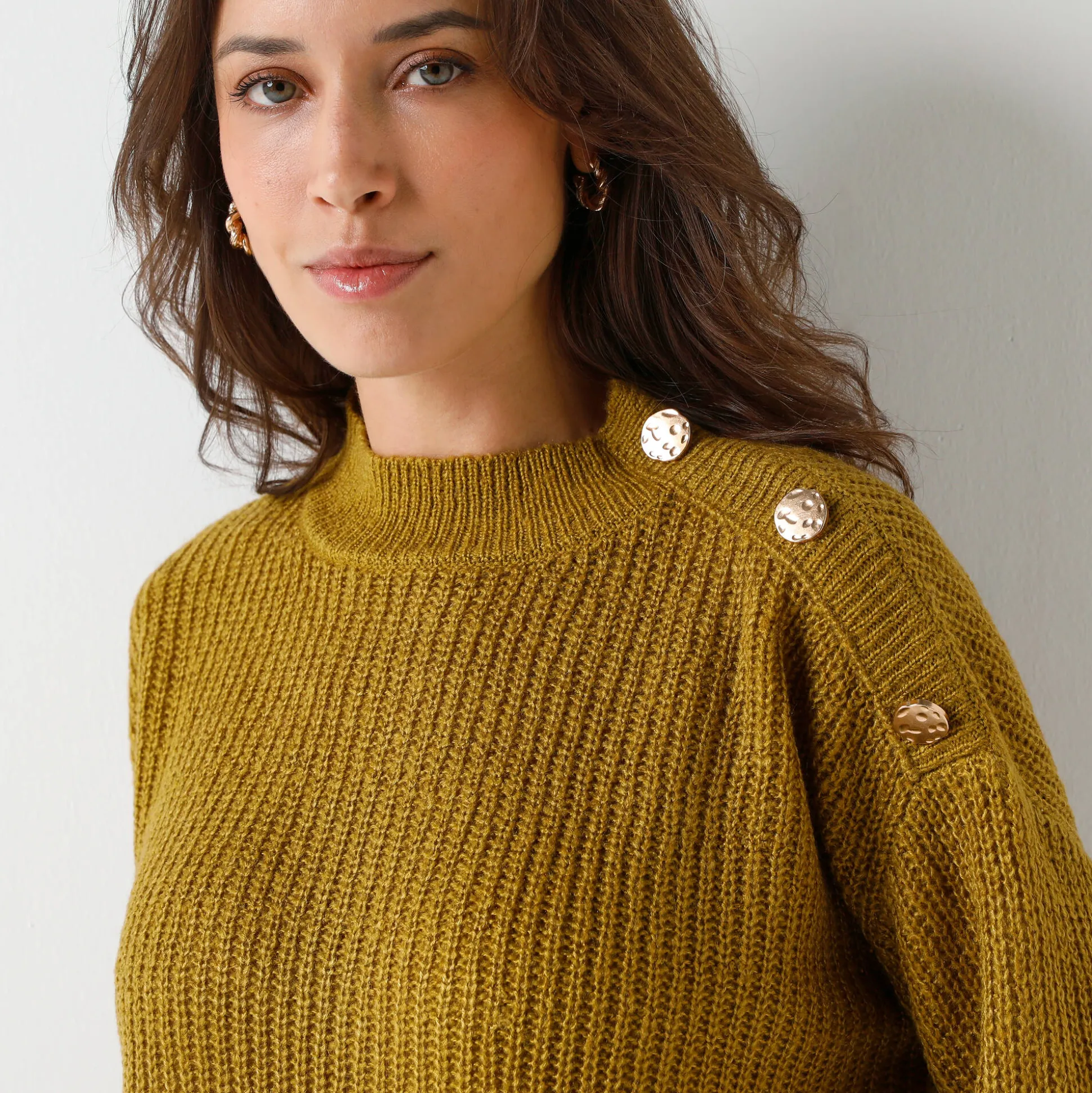 Loose trui, lange en ruime mouwen, patenttricot