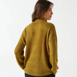 Loose trui, lange en ruime mouwen, patenttricot