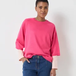 Loose trui met ellebooglange mouwen, zachte touch