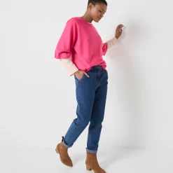 Loose trui met ellebooglange mouwen, zachte touch