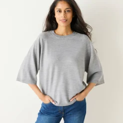 Loose trui met ellebooglange mouwen, zachte touch