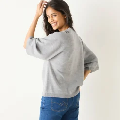 Loose trui met ellebooglange mouwen, zachte touch