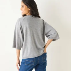 Loose trui met ellebooglange mouwen, zachte touch