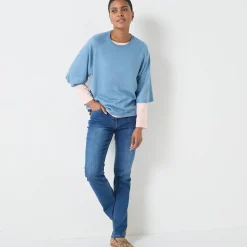 Loose trui met ellebooglange mouwen, zachte touch