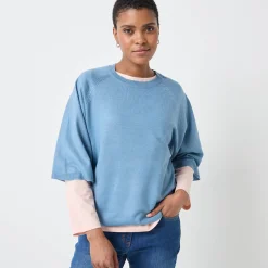 Loose trui met ellebooglange mouwen, zachte touch
