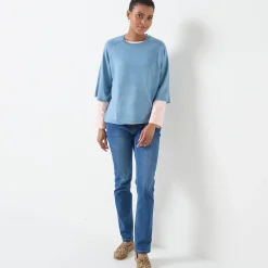 Loose trui met ellebooglange mouwen, zachte touch