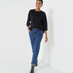 Loose trui met ellebooglange mouwen, zachte touch