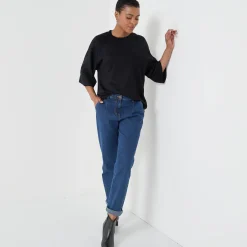 Loose trui met ellebooglange mouwen, zachte touch