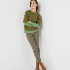 Loose trui met ellebooglange mouwen, mix van wol en mohair