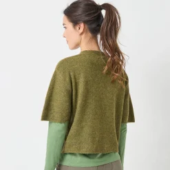 Loose trui met ellebooglange mouwen, mix van wol en mohair