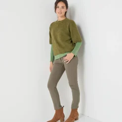 Loose trui met ellebooglange mouwen, mix van wol en mohair