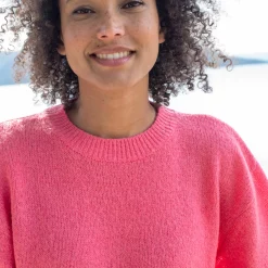 Loose trui met ellebooglange mouwen, mix van wol en mohair