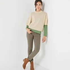 Loose trui met ellebooglange mouwen, mix van wol en mohair