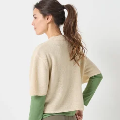 Loose trui met ellebooglange mouwen, mix van wol en mohair