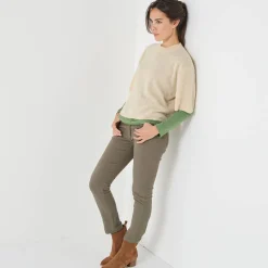 Loose trui met ellebooglange mouwen, mix van wol en mohair