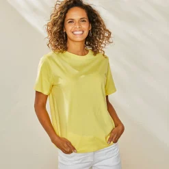 Loose' T-shirt in katoen, effen