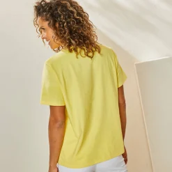 Loose' T-shirt in katoen, effen