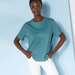 Loose' T-shirt in katoen, effen