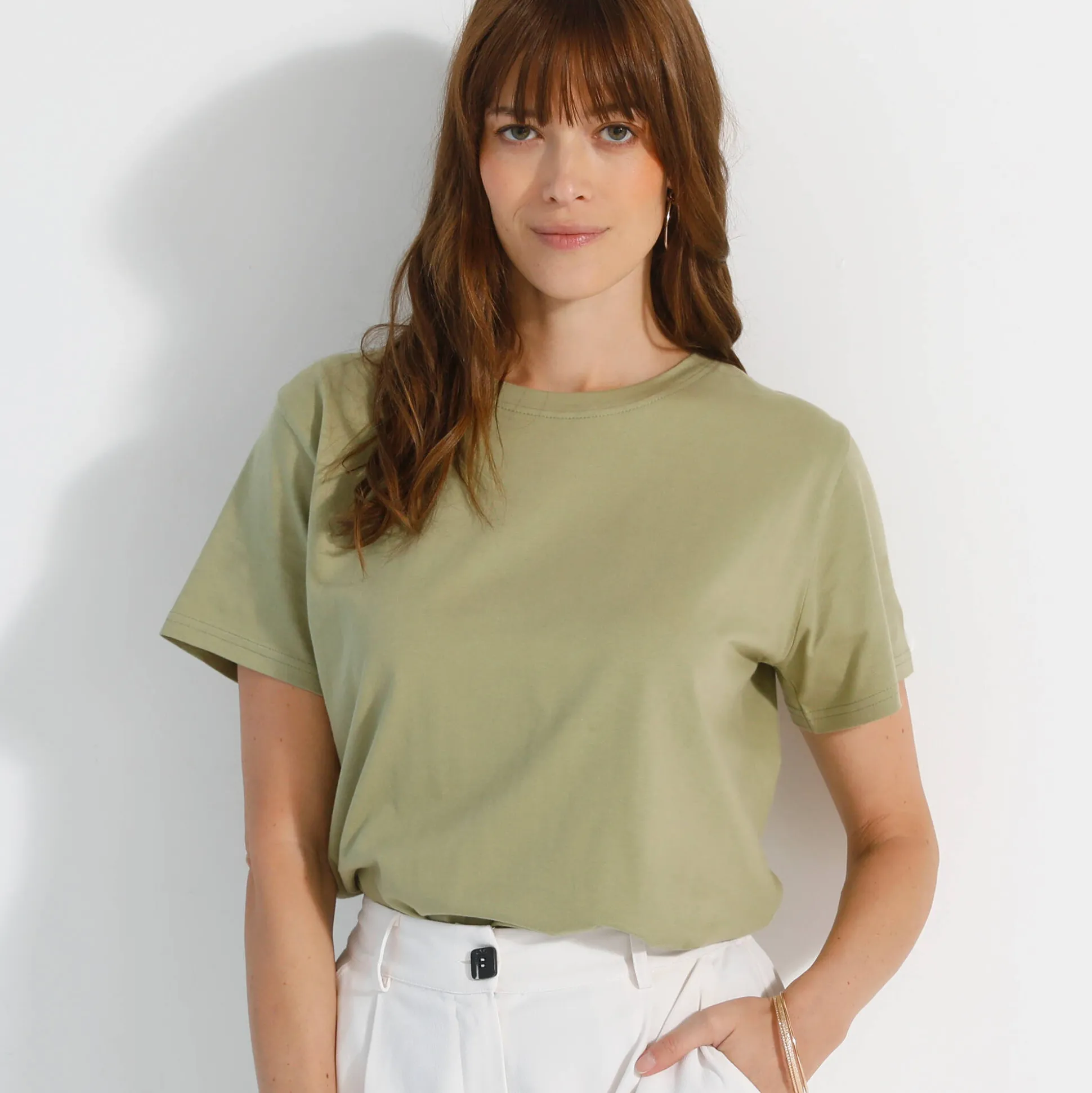 Loose' T-shirt in katoen, effen