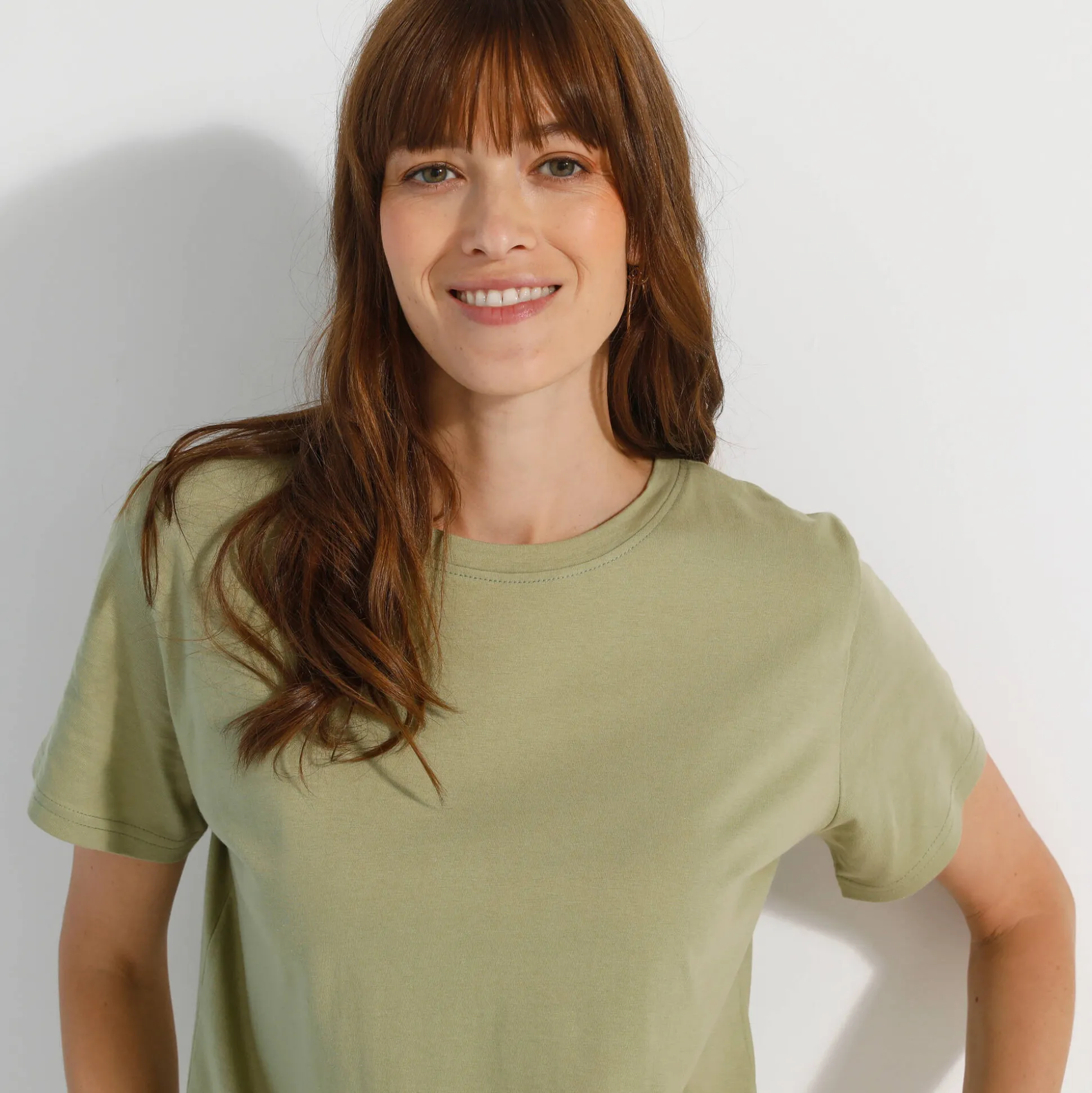 Loose' T-shirt in katoen, effen