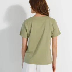 Loose' T-shirt in katoen, effen