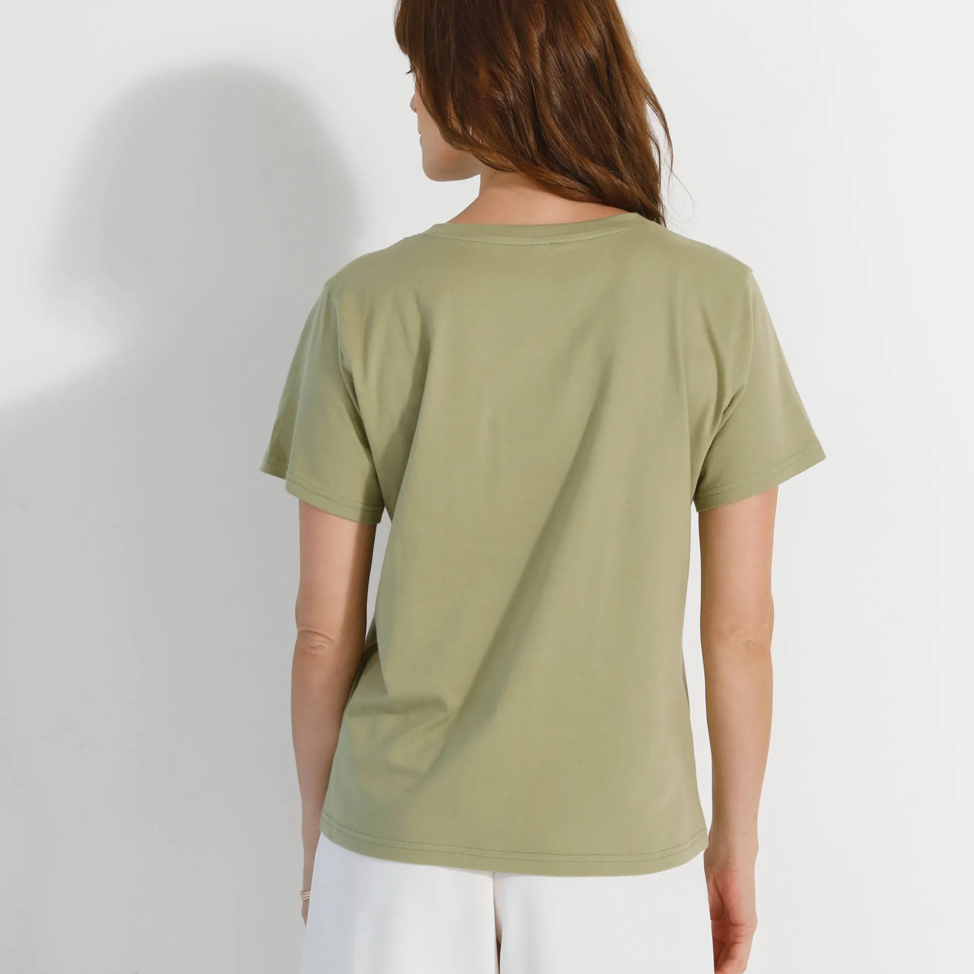 Loose' T-shirt in katoen, effen