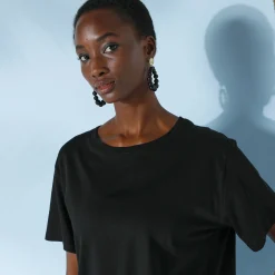 Loose' T-shirt in katoen, effen