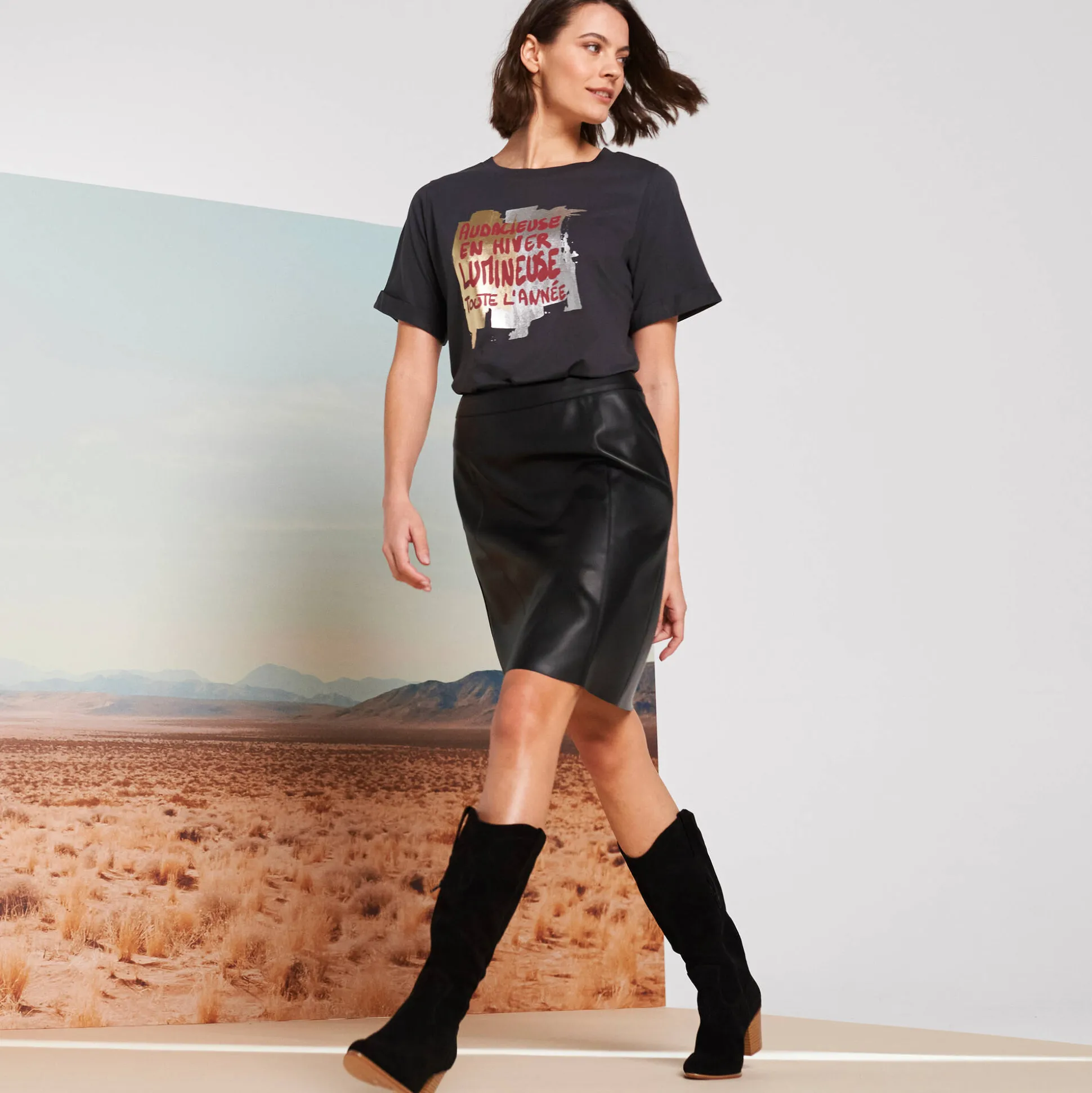 Loose T-shirt met letterprint