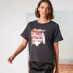 Loose T-shirt met letterprint