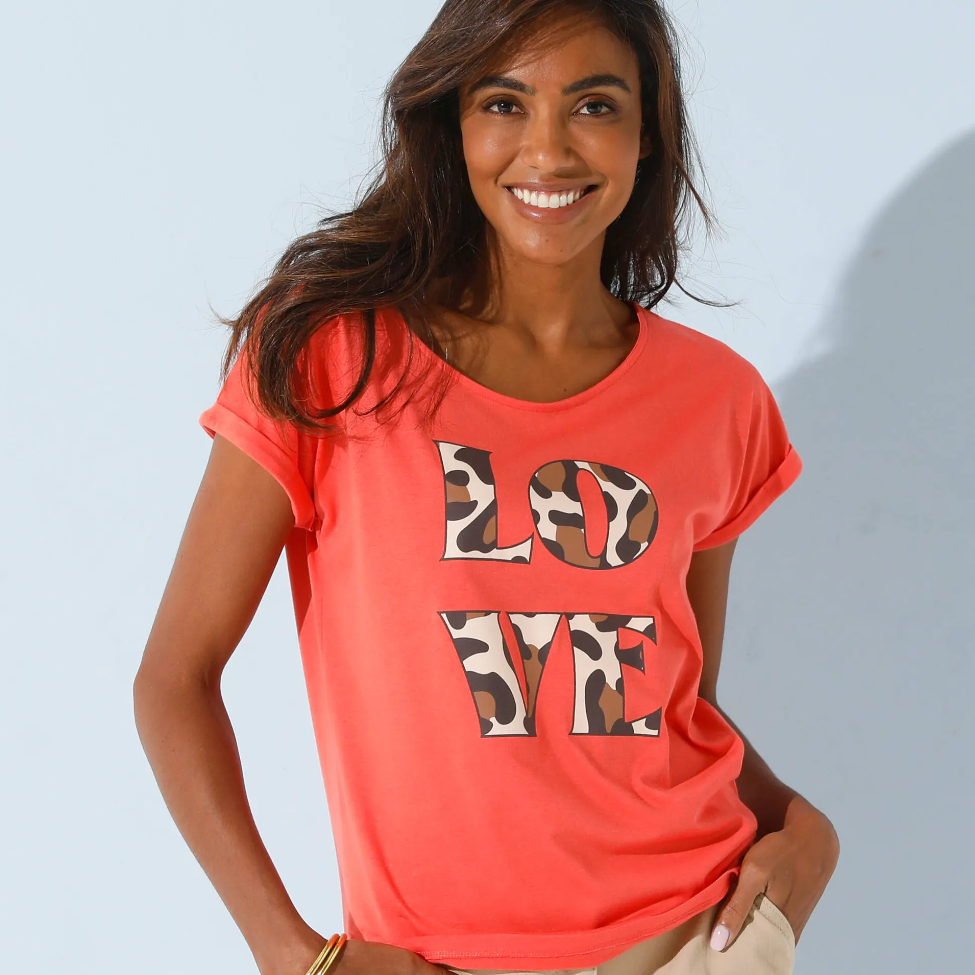 Loose T-shirt met "LOVE" print