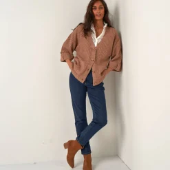 Loose vest met knopen, 7/8-mouwen