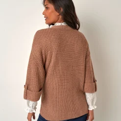 Loose vest met knopen, 7/8-mouwen