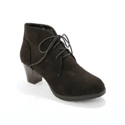 Low-boots met hak in houtstijl