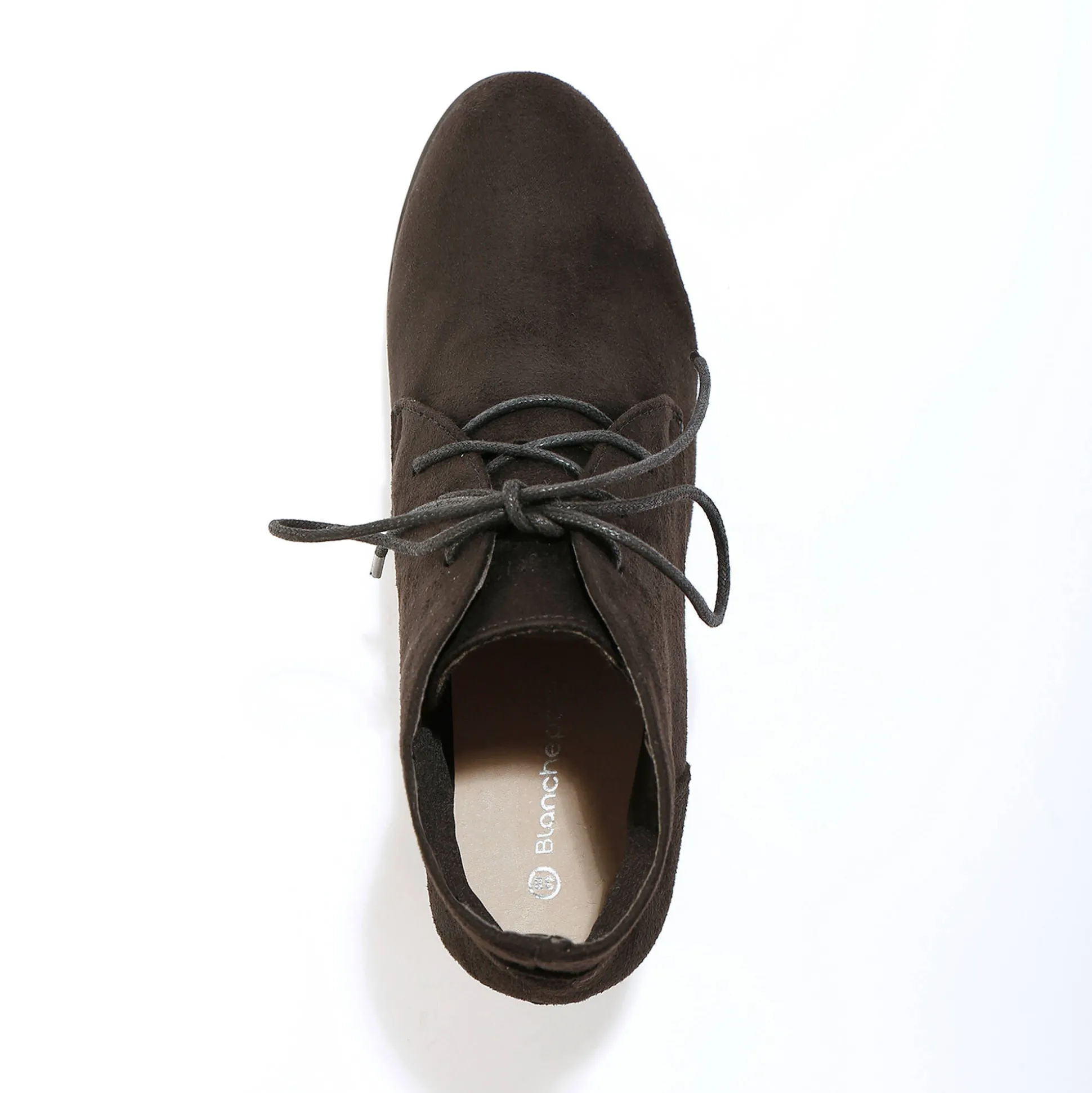 Low-boots met hak in houtstijl