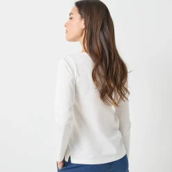 Marineshirt met lange mouwen, geborduurd hartje in effen of luipaard