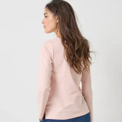 Marineshirt met lange mouwen, geborduurd hartje in effen of luipaard