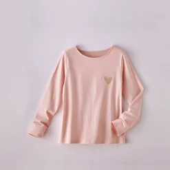Marineshirt met lange mouwen, geborduurd hartje in effen of luipaard